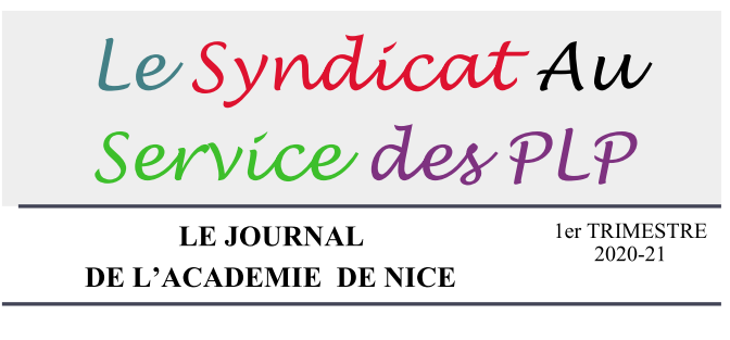 Le Journal académique du SNUEP-FSU Nice – 1er trimestre 2020-2021